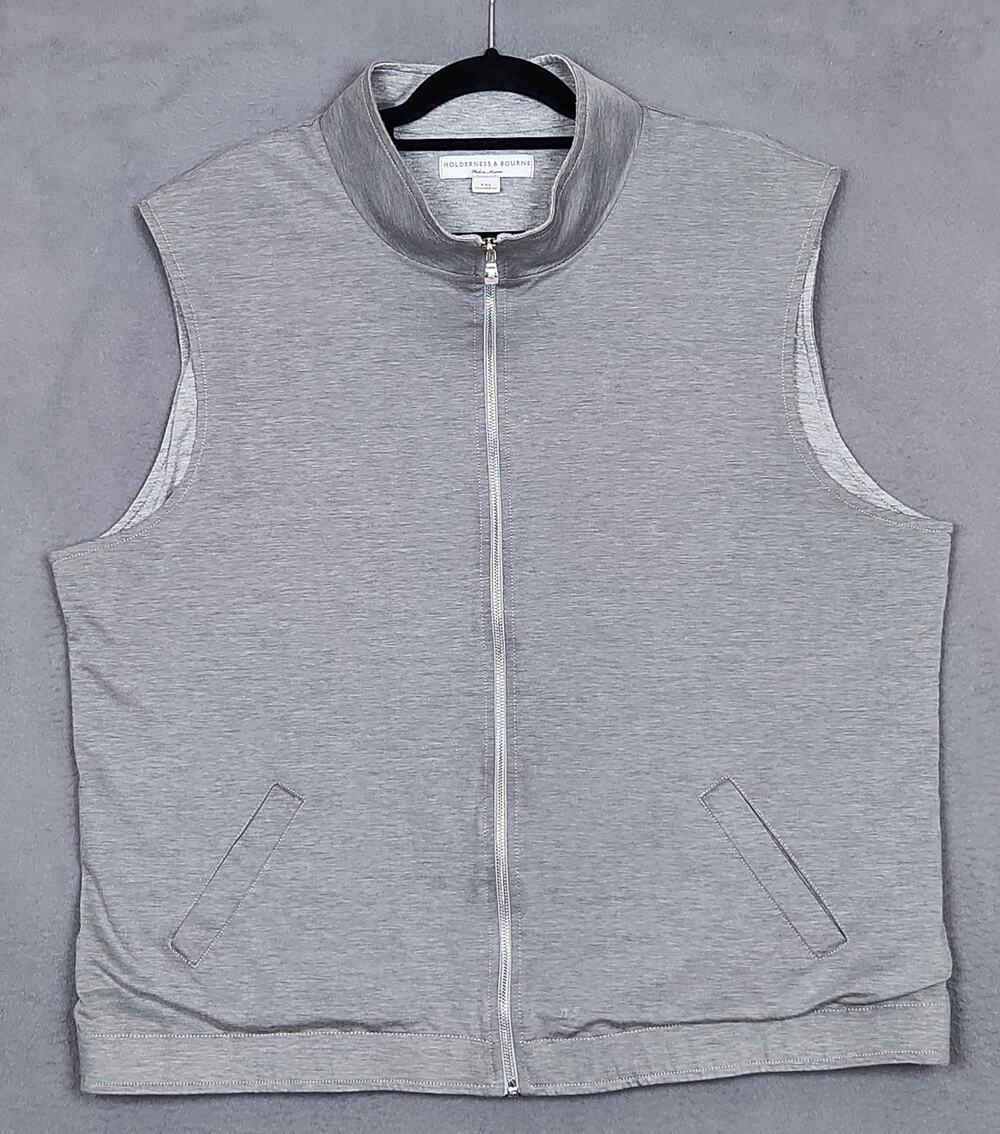 HOLDERNESS AND BOURNE Vest Mens XXL Gray Full Zip Pockets Golf Tailored Fit